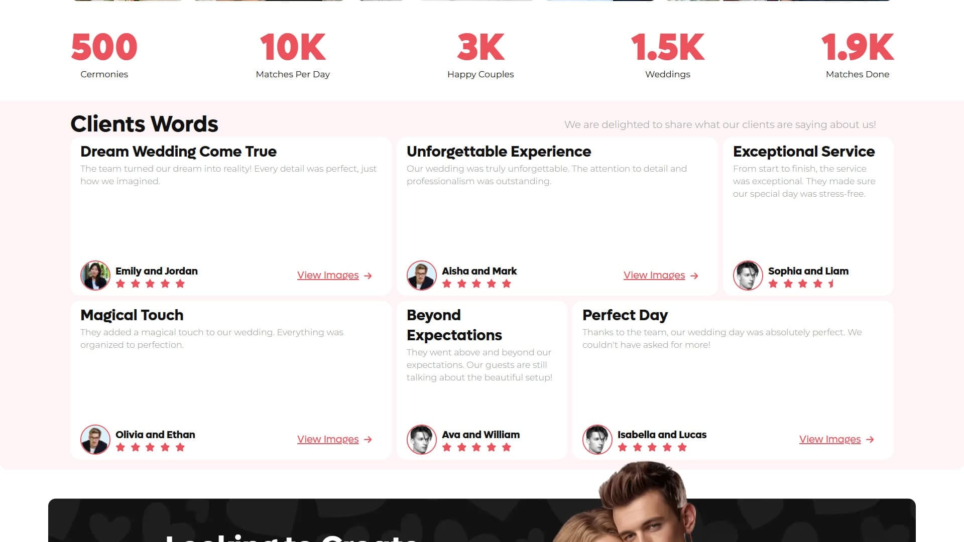 Responsive webpage designed for A2 Marriage featuring elegant wedding-inspired visuals, interactive planning elements, modern UI design, and an optimized user experience. | صفحة ويب متجاوبة مصممة لمنصة A2 Marriage تتضمن عناصر بصرية مستوحاة من حفلات الزفاف، وأدوات تخطيط تفاعلية، وواجهات حديثة، وتجربة مستخدم محسنة.